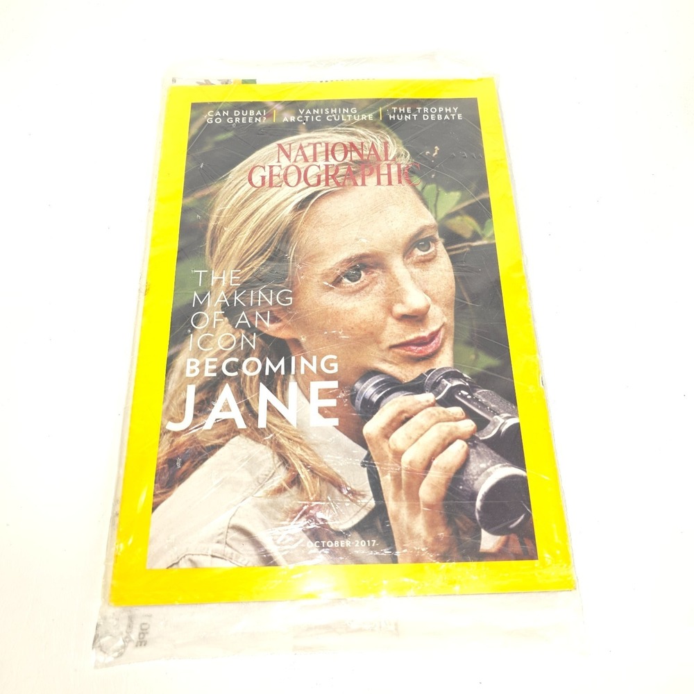 National Geographic Magazine October 2017 Becoming Jane Goodall New in Plastic